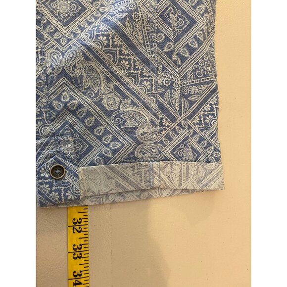2 Pairs of Chicos Cropped Pants Size 1 Blue Patterned Navy Stretch Cotton Blend - Picture 9 of 16
